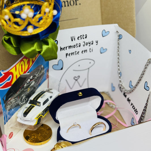 BOX DIA DEL NOVIO: ANILLOS PARA NOVIOS Y UN COLLAR ELEGANTE TIPO CARTIER💍✨💙